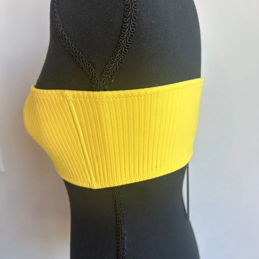 Triangl Yellow Print Bikini swimsuit top only bandeau strapless Swim Small Suit